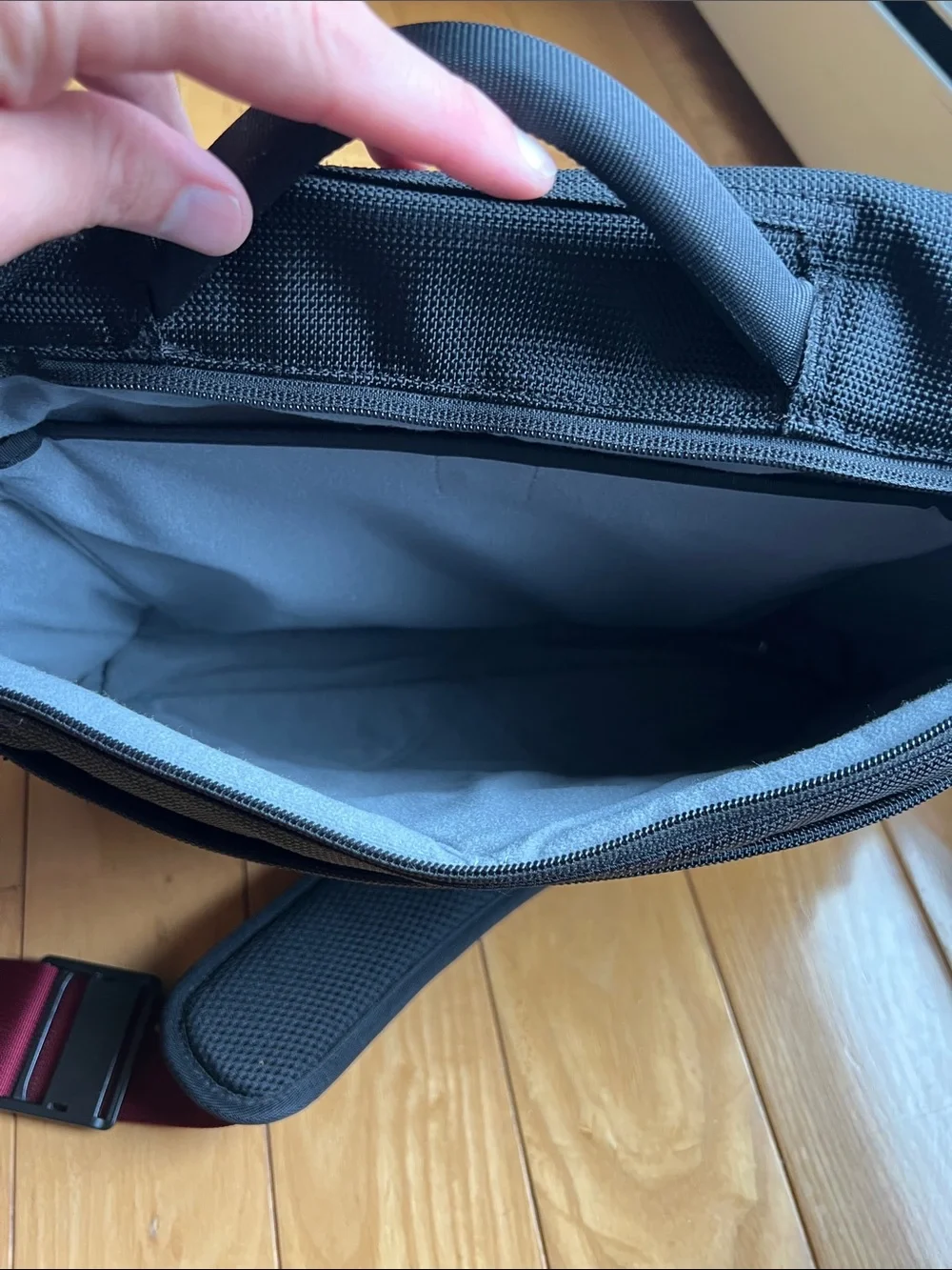 Timbuk2 Black Messenger Bag with Maroon Accents